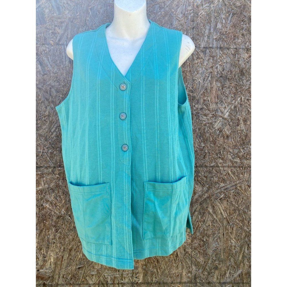 Blast Womens Sweater Vest Green V Neck Pocket Button Side Slit Petites S New - Picture 6 of 8